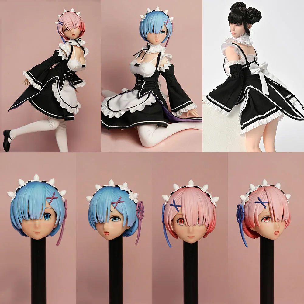 In magazzino MR.TOYS MT2020-05 1/6 Anime Girl Rem Ram Maid testa delicata scultura cameriera abbigliamento modello Fit 12 ''Action Figure femminile