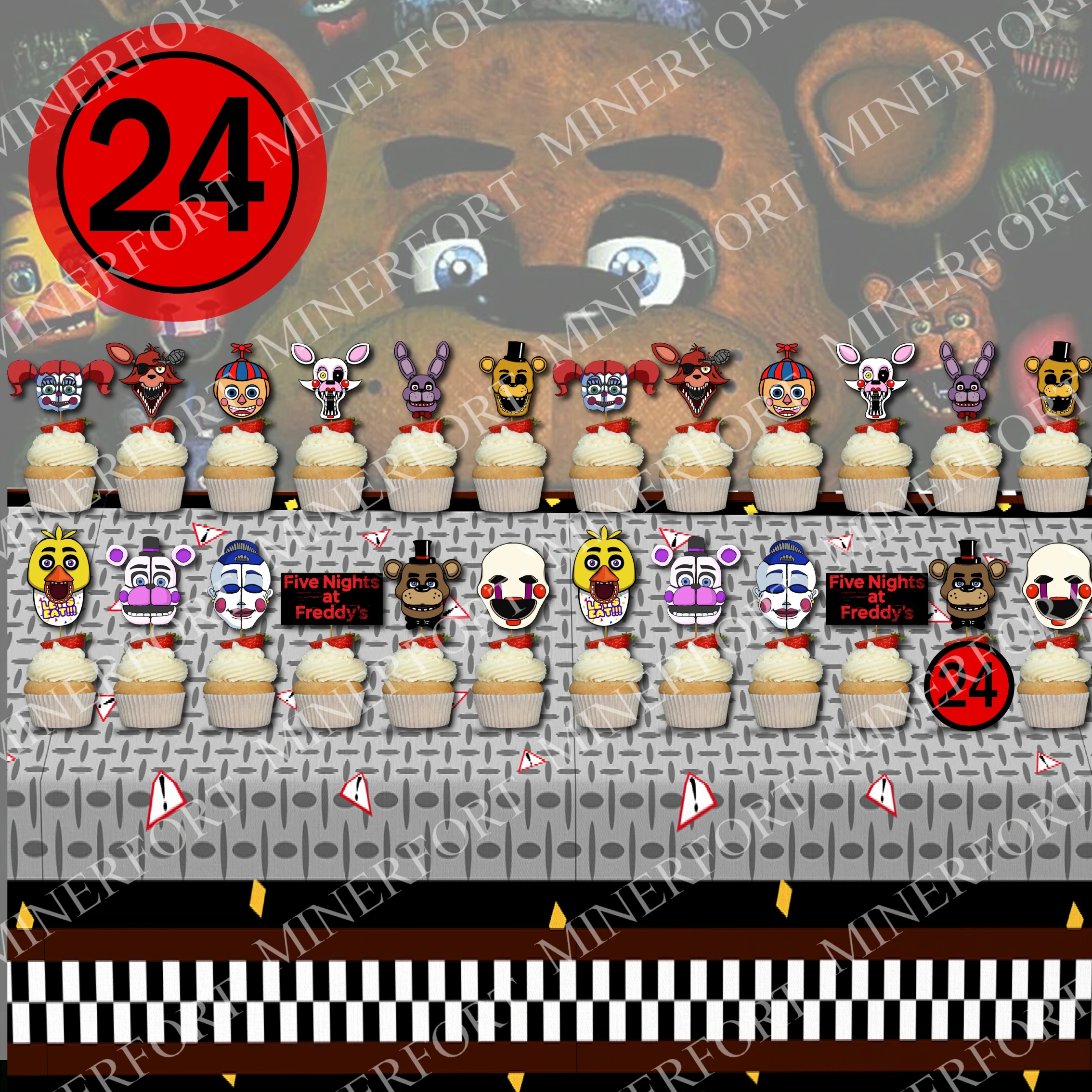 FNAF تحت عنوان خمس ليالٍ في فريدي كب كيك أدوات المائدة القابل للتصرف زينة حفلة عيد ميلاد للأطفال لوازم اكسسوارات هدية #1