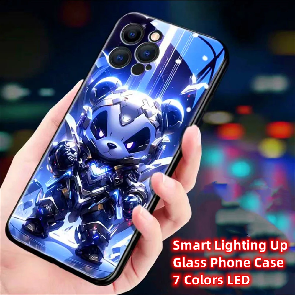 Laser-Panzer-Mech-Muster LED-Licht Leuchtende Handyhülle Glitzer-Cover für iPhone Air 17 16 E 15 14 13 12 11 Pro Max Plus – Detail 18