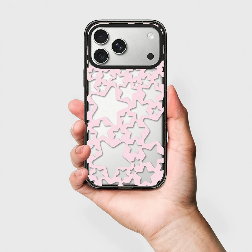 Pink Link Star Transparent Impact Black Border Magnetic Impact Cover for IPhone 13 14 15 16 17 Pro Max Case for IPhone Air