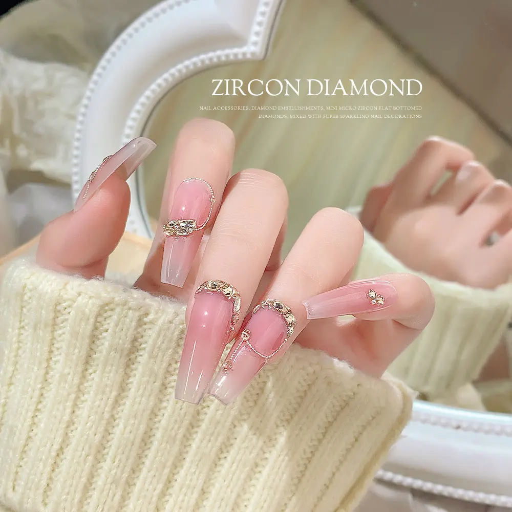 แชมเปญ Mini Flatback Zircon Rhinestones สําหรับเล็บ 5A ประกายชี้ด้านล่างแบนเล็บอัญมณีเจล Cat Eye Nail Art