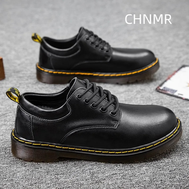 Leather Boots for Men Round Toe Comfortable Fashion Wear-Resistant Platform Outdoor Casual Low Cut Boots Spring Autumn Main