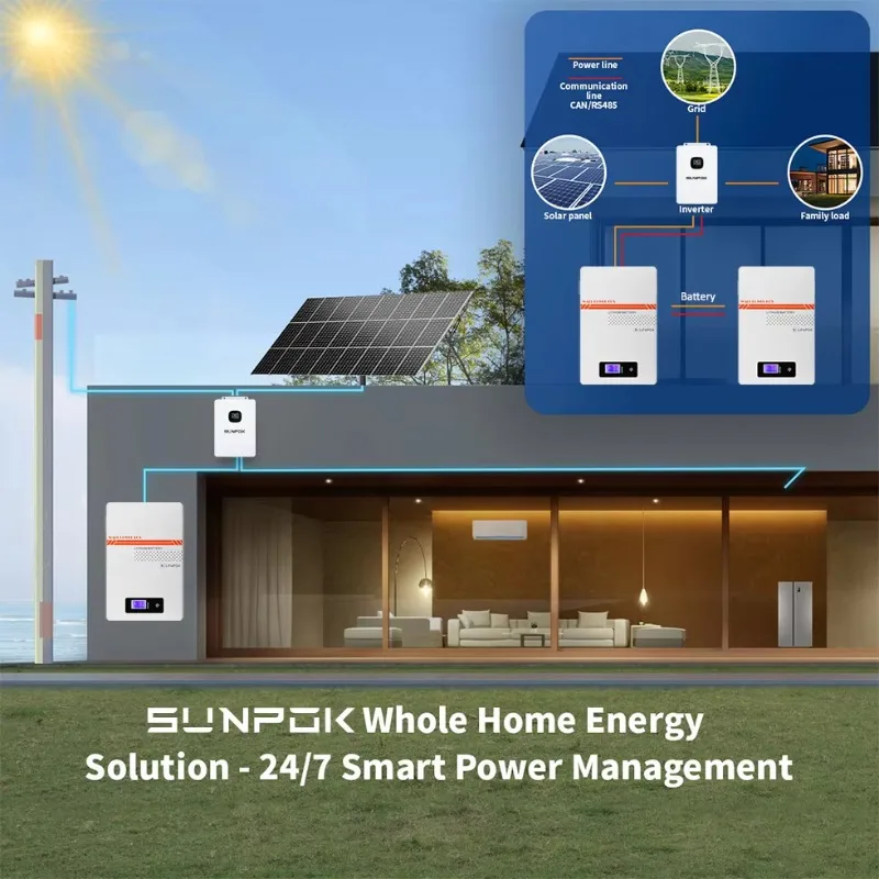 Sunpok 5kWh 10kWh Lifepo4 Battery 48V Powerwall 10kwh Battery 51.2V 100Ah 200Ah 48v Lithium Ion Batteries