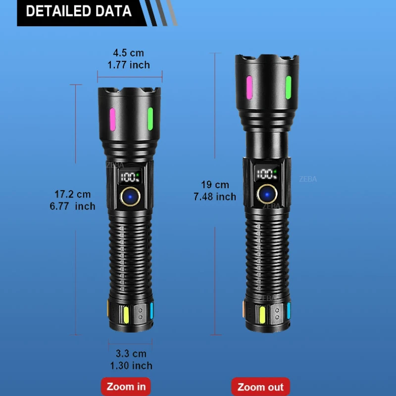 Portable Strong Light LED Flashlight High Power 500W Led Torch Rechargeable 18650 Lamp Long Shot 3km Outdoor Hunting Flash Light