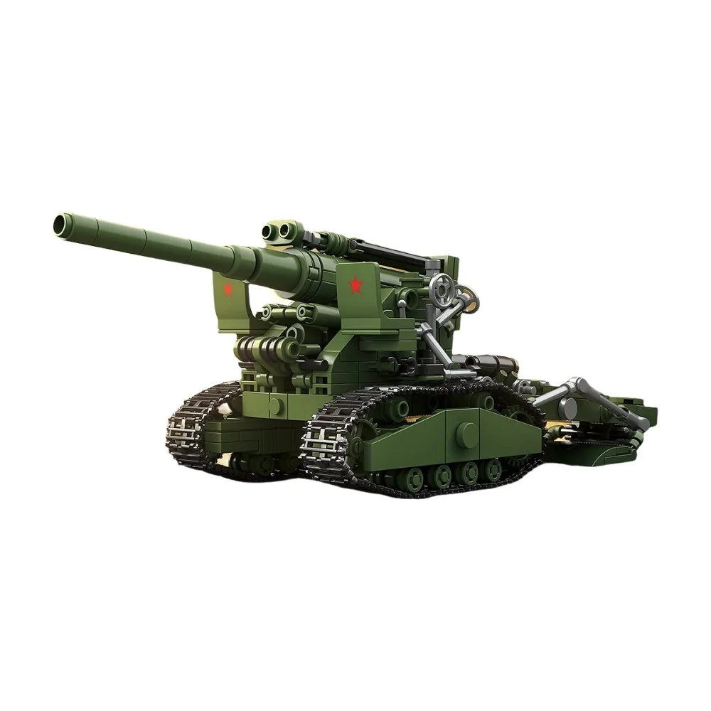 QG100331 605-teiliger MOC Sowjetischer B-4 203mm Haubitzen-Modellbausatz, Erster Weltkrieg Artillerie-Bausteine, DIY Desktop-Deko Strategie-Spielzeug