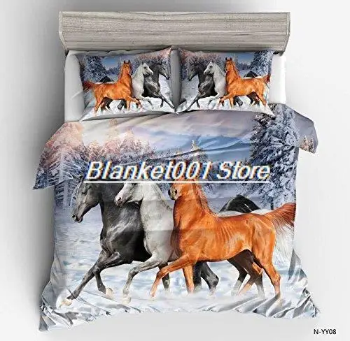 

100% Polyester 3D Horse Colour Yellow Black New Fashion Boy Sets Twin Full Queen King Size Quilts/duvet Cover Bedding Sets