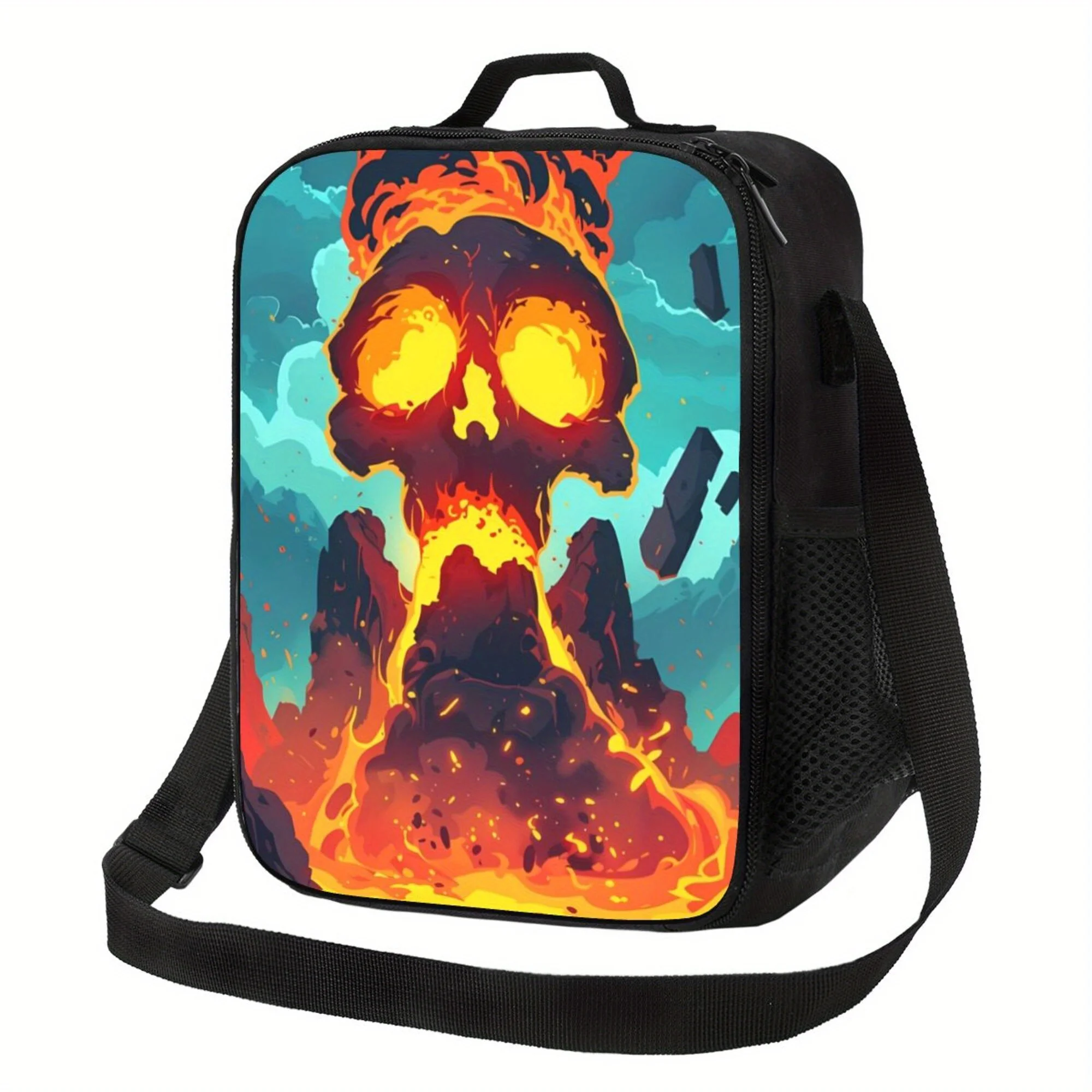 

1pc Volcano Pattern Portable Reusable Cooler Bag, Insulation Lunch Bag, Camping Picnic Beach Essentials, Suitable for Home