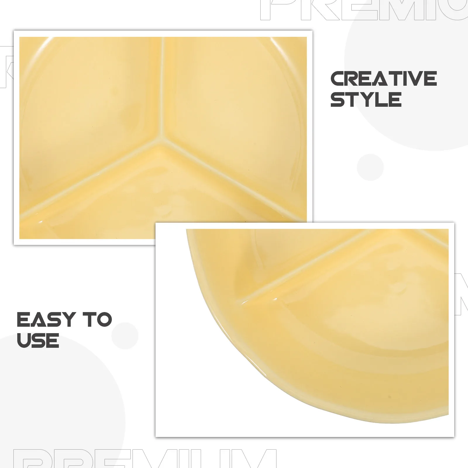 Ceramic 3-Section Divided Plate Portion Control Dinnerware Round Tray for Adults Household Healthy Eating Portion Plates