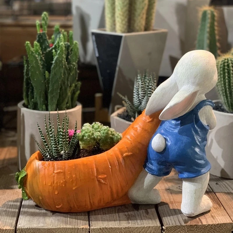 

Creative rabbit flower pot decoration garden balcony resin flower garden decoration succulent green plants flower potted plants