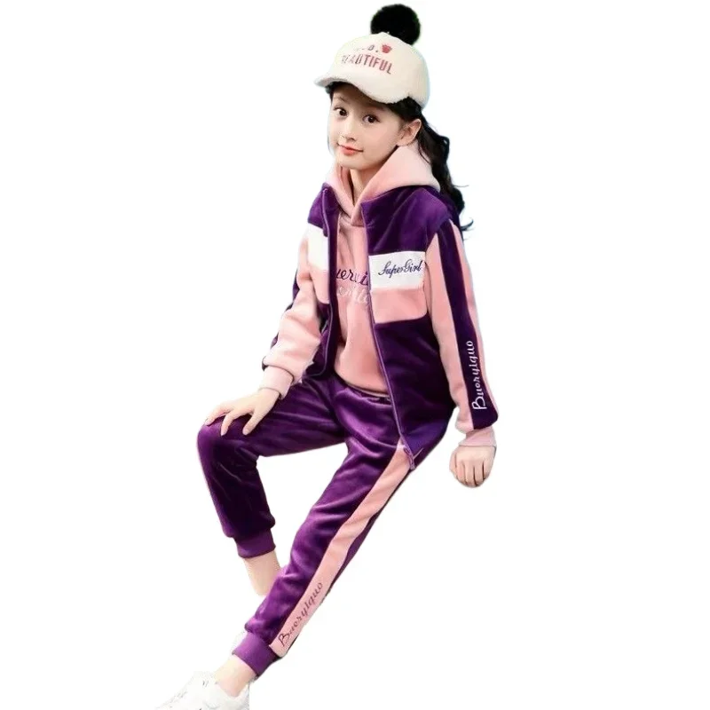 Girls Clothes Set Autumn Winter Jacket + Trousers Pants 3 PCS Children Clothing for Girl Teen Kids Girls Clothes 8 10 11 12 Year