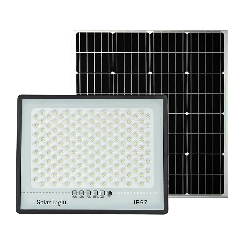 Impermeável LED Solar Lamp com controle remoto, Spotlight, luz ao ar livre, lâmpada de rua, 100 W, 200 W, 300W