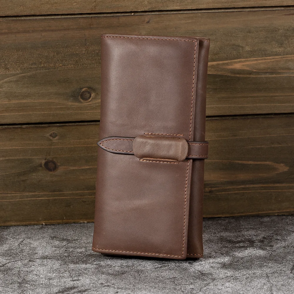 

YH7033 Men's and Women's Long Leather Multifunctional Wallet with A Top Layer of Cowhide Oil Wax Leather Portable Wallet