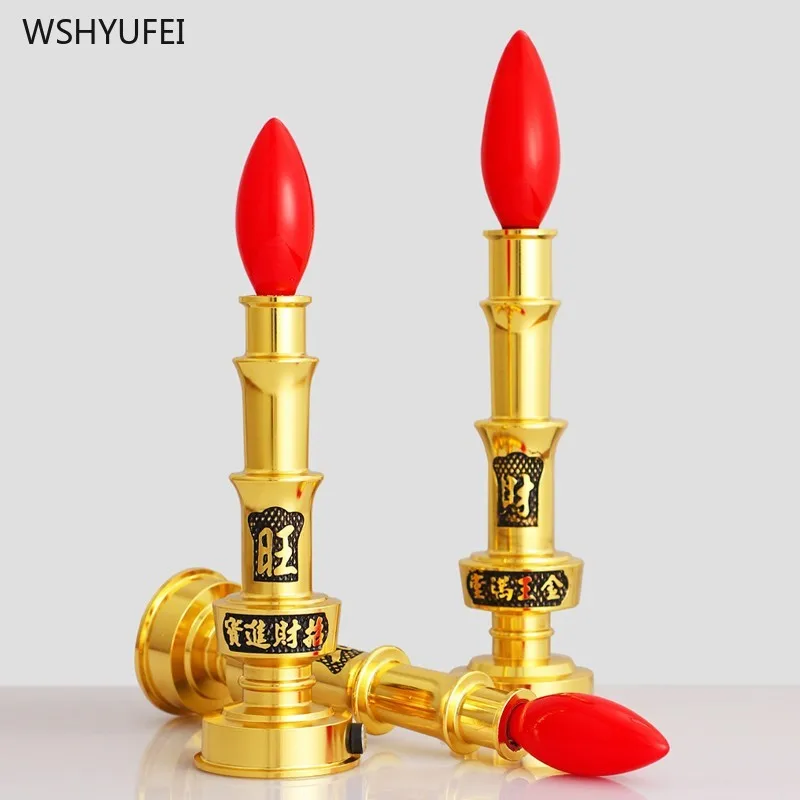 

2 Pcs Copper Alloy Candle Holder Buddhist Utensils Home Decoration Pray for Auspiciousness Ensuring Safety Simulated Candlestick