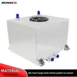 30L Aluminium Fuel Surge Tank Mirror Polished Fuel Cell Foam Inside Without Sensor