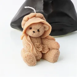 Cute Hat Bear Candle Silicone Mold for Handmade Chocolate Decoration Gypsum Aromatherapy Soap Resin Candle Silicone Mould