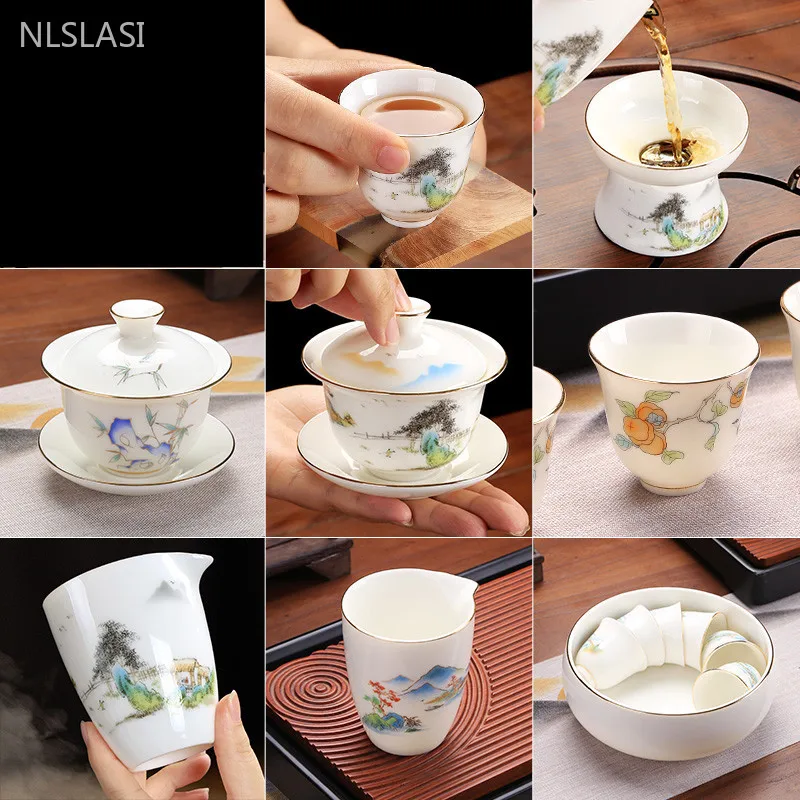 Dehua White Porcelain Teacup Handmade Beauty Ceramic Gaiwan Fair Cup Home Zen Master Cup Chinese Tea Ceremony Accessories