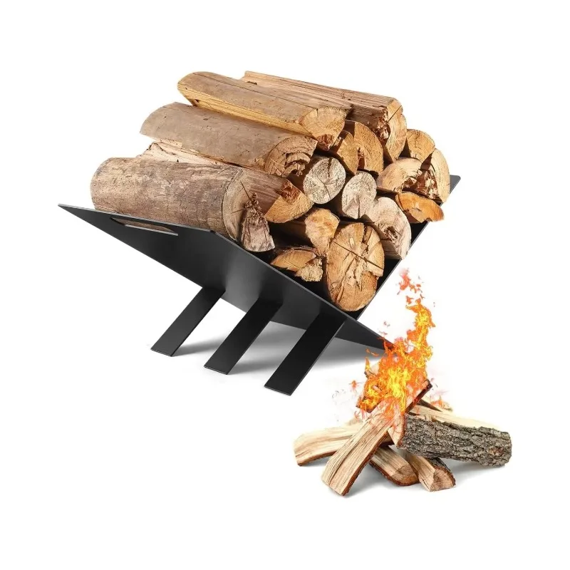 Iron Wood Rack Detachable Simple Style Multifunctional Indoor Outdoor Wooden Storage Rack Fireplace Side Firewood