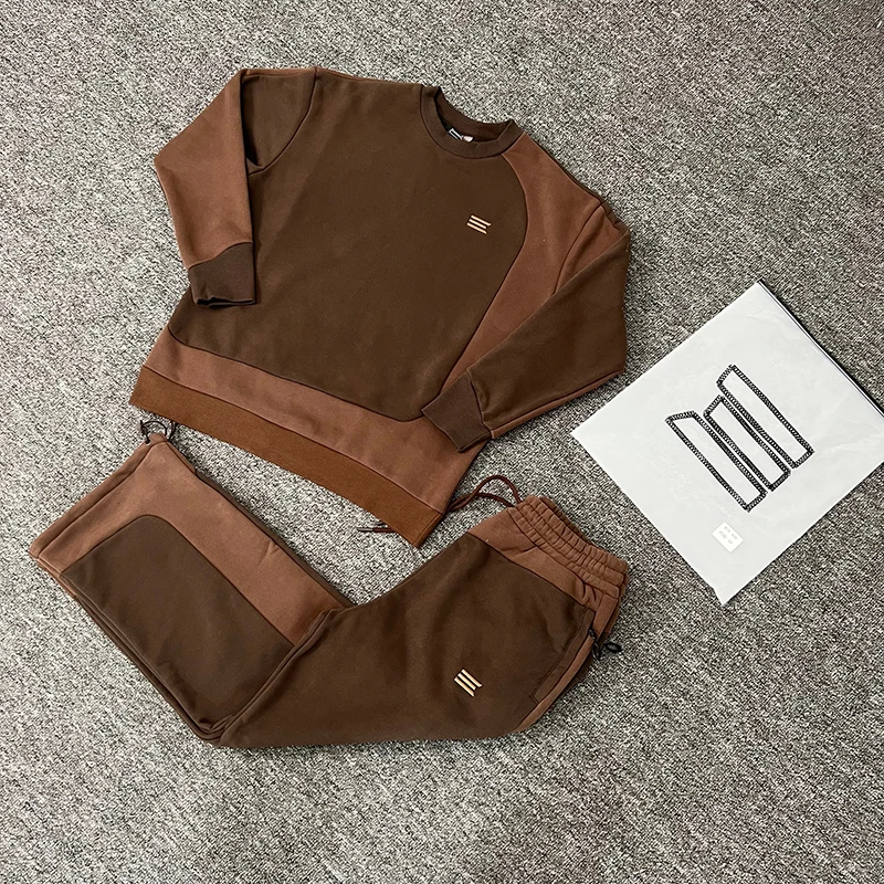 

Kroen Solid Color Embroidered Round Neck Hoodie Hip Hop Street Loose Fit Elastic Waist Tapered Cuff Sweatpants Sport Set