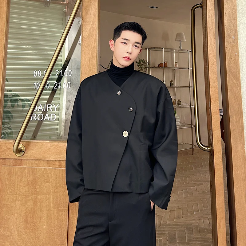 

Весенняя новинка: уникальный повседневный жакет без воротника с пуговицами и отложным воротником, свободного кроя, с длинными рукавами, молодежный стиль, на все сезоны.