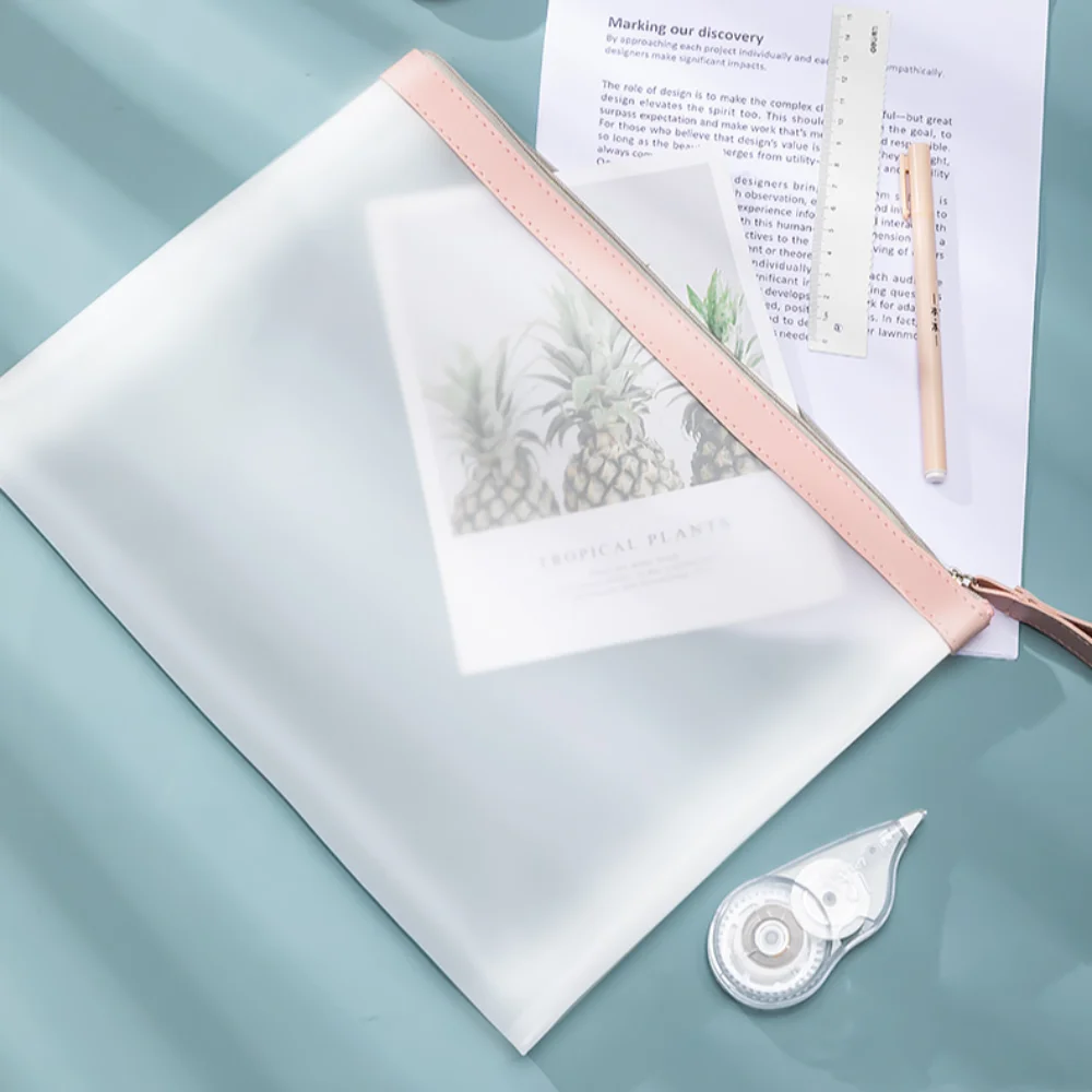 Portable Transparent A4 File Bag Soft Zipper Envelope File Organizer Waterproof Document Protector Data Bag Office