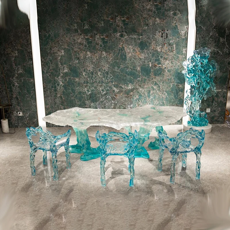 

Light luxury transparent resin glacier coffee table, living room tea room reception hotel high-end coffee table
