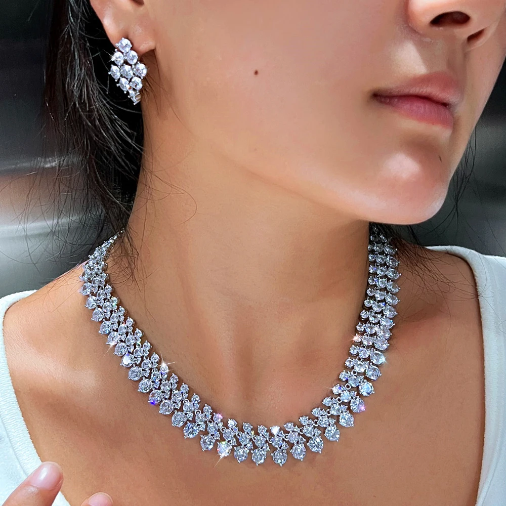 

ThreeGraces Gorgeous Round Zirconia Luxury Big Bridal Wedding Evening Party Earrings and Necklace Jewelry Set for Women T1082