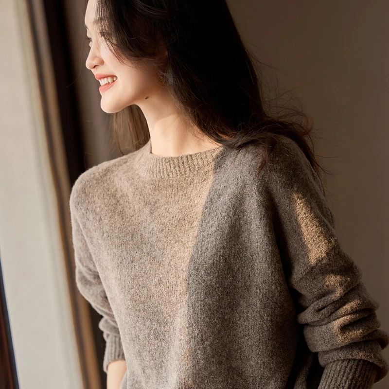 

Осенне-зимний кашемировый свитер с круглым вырезом, толстый мягкий пуловер, женский трикотаж с длинными рукавами, базовая элегантная одежда, топы