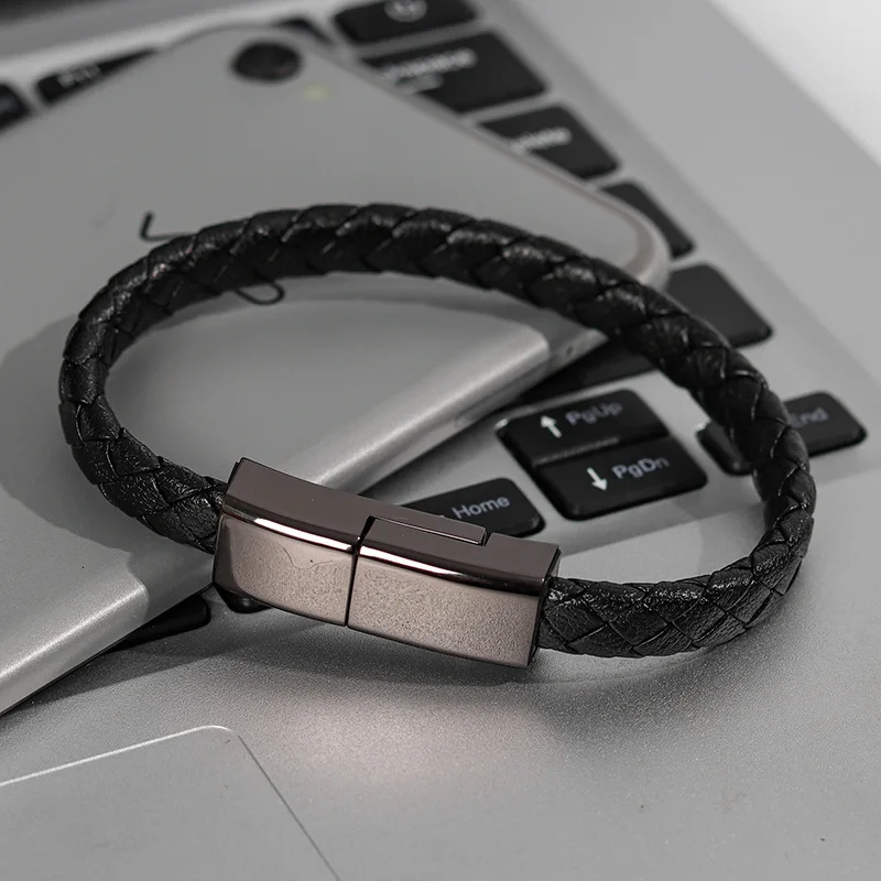 Xiaomi bracciale USB cavo dati di ricarica rapida braccialetto di tipo C cinturino da polso in pelle in lega iPhone Samsung Huawei cavo di ricarica