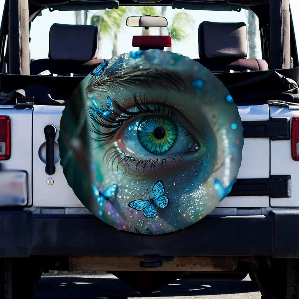 1pc, Universal Tire Cover Featuring A Butterfly And Spider Design, Made Of 100% Polyester, Suitable For Car Decoration In Desert
