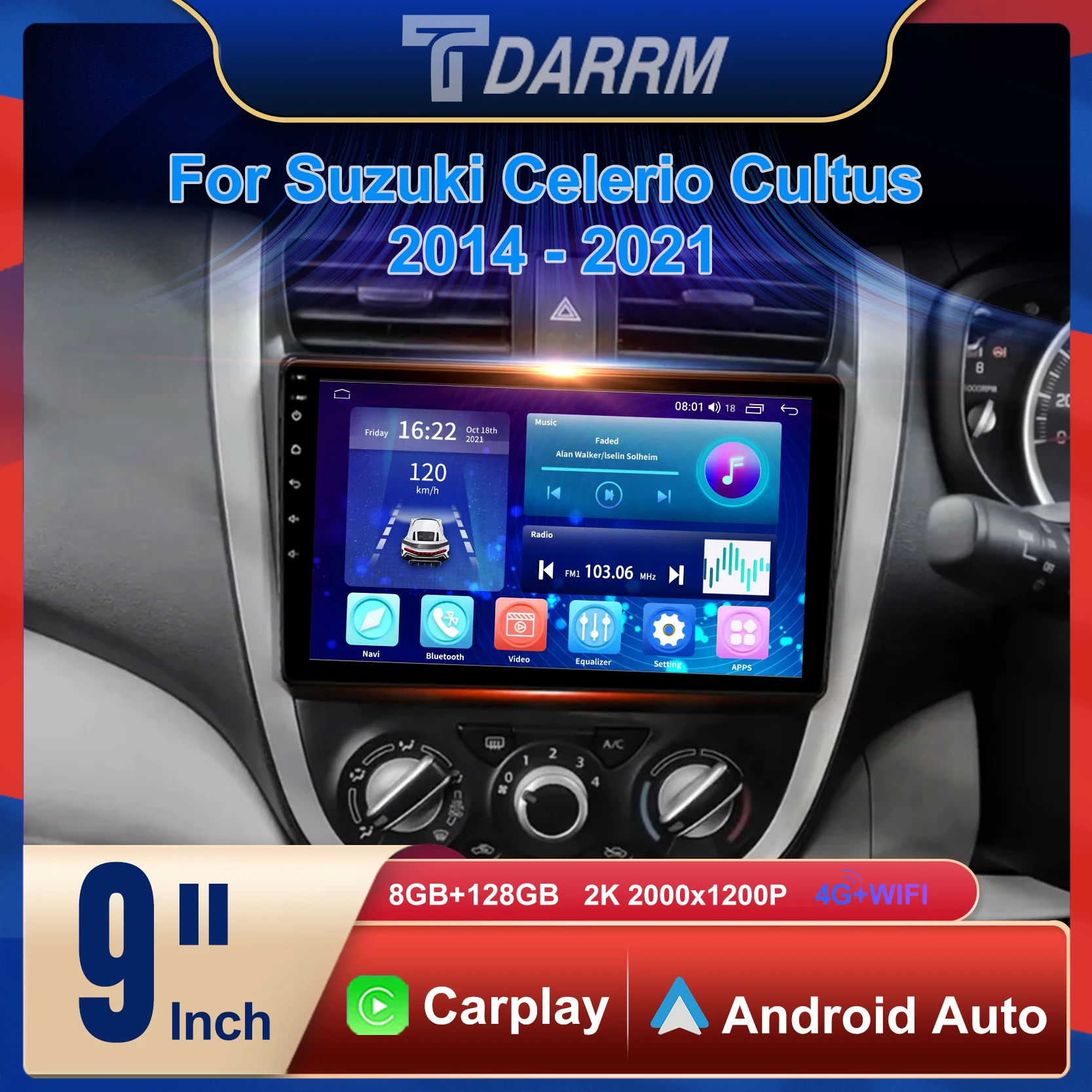 For Suzuki Celerio Cultus 2014 - 2021 Car Radio Android Multimedia Player GPS Navigation Carpaly Screen Auto Stereo