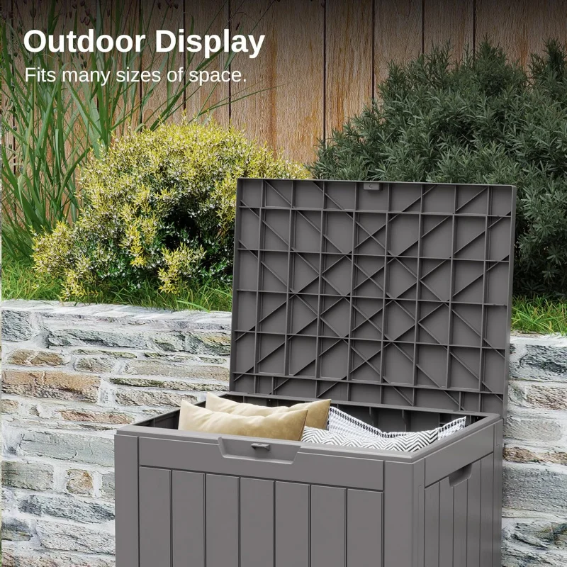 Outdoor Storage Box, 31 Gallon Deck Box Indoor and Outdoor Use, Waterproof Resin Storage Bin for Package Delivery Patio Cushions