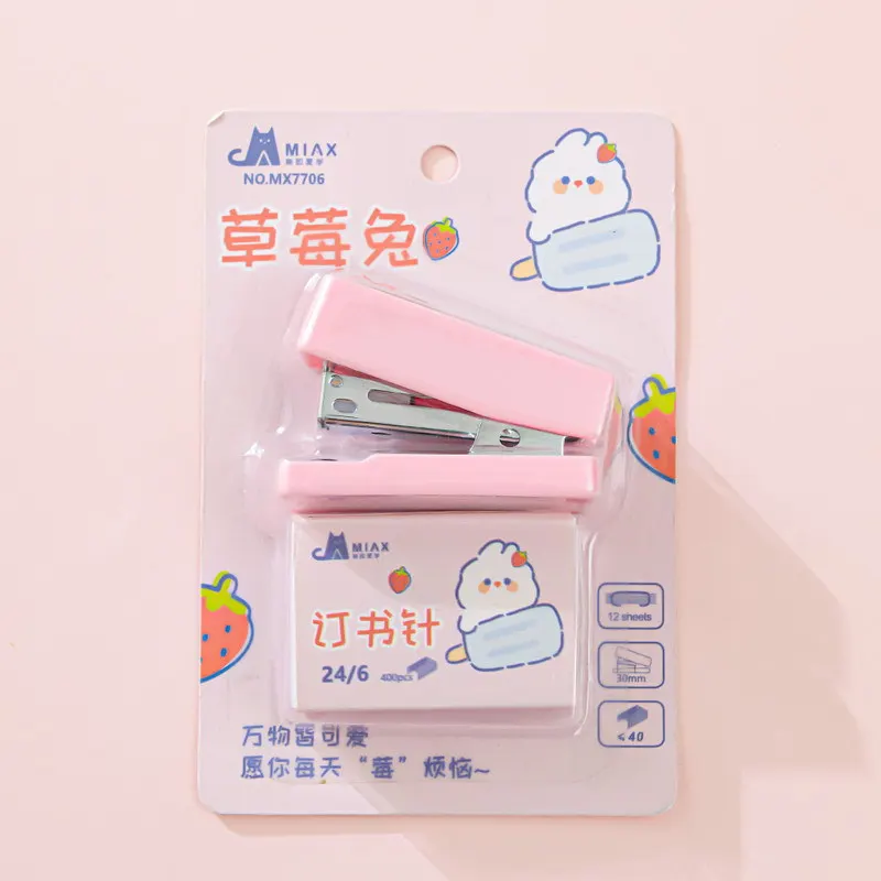 Imagem -06 - Kawaii dos Desenhos Animados Animais Mini Grampeador Portátil Conjunto com 400 Peças Grampos Papel Pasta Papelaria Escritório Ferramentas de Ligação