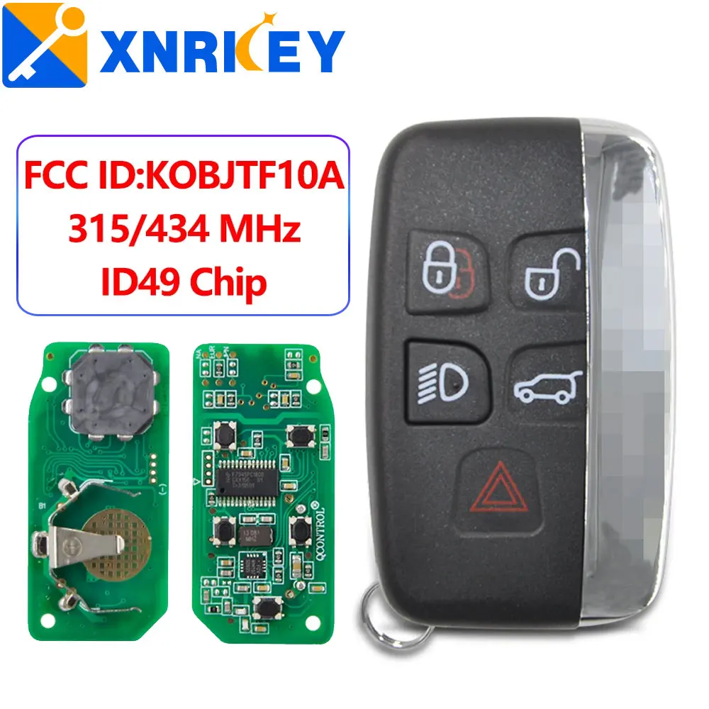 

XNRKEY 5 Button Car Remote Key ID49 Chip 315/434Mhz for Land Rover Discovery 4 Freelander Range Rover Sport Evoque Smart Car Key