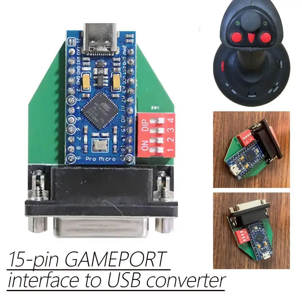 

15Pin GAMEPORT interface to USB interface,Flight Joystick To Modern USB Interface Adapter Game Console Accessories For DIY