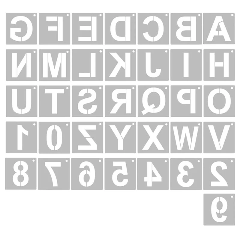JFB Alphabet Set 36 Pcs 3 Inch Reusable Plastic Letter And Number Stencils For Painting On Wood Wall Sign DIY Crafts