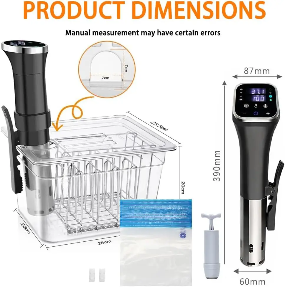 WiFi Sous Vide with 11L Sous Vide Rack, 1100W Sous Vide with Lid Rack and App Preset Menus Recipes Precise Temperature Timer