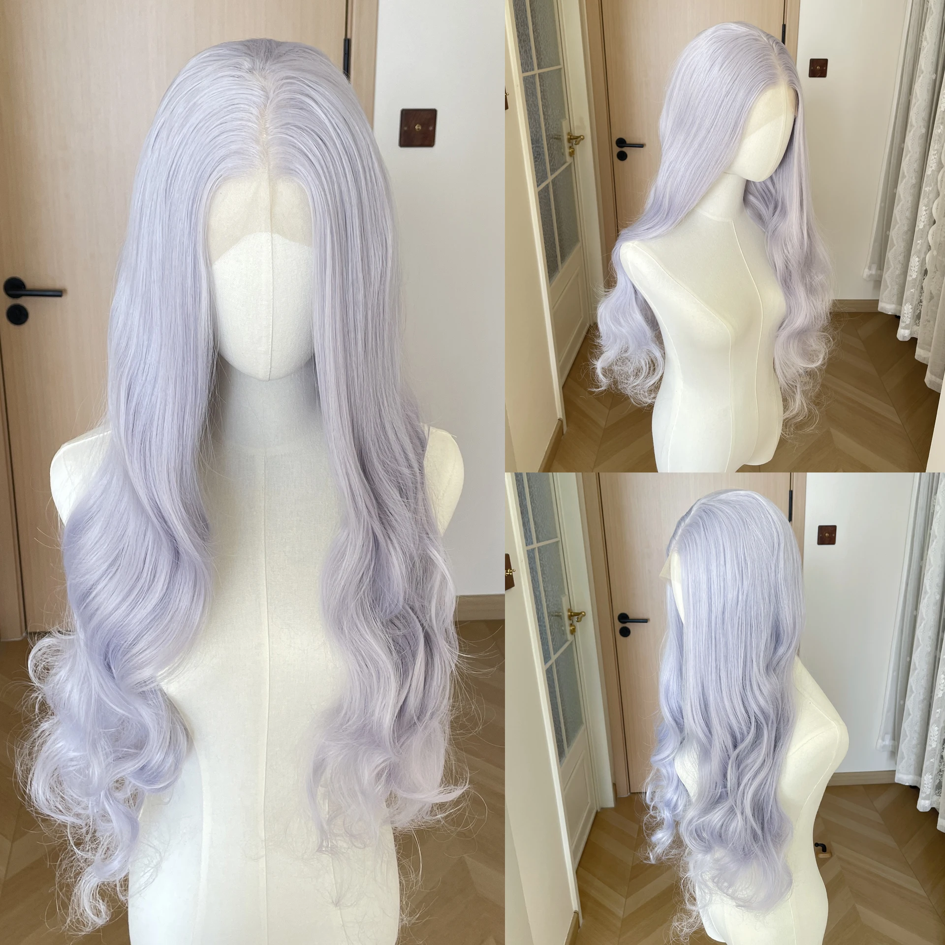 

Light Purple Long Wavy Synthetic Lace Wigs for Women 26 Inch Glueless 13x4 Lace Front Wigs Heat Resistant 150% Free Part Fashion