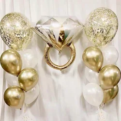 Mr&Mrs LOVE Balloon Rose Gold Diamond Ring Foil Balloons Party Decorations Kit Wedding Valentine Day Bridal Shower Toys Globos