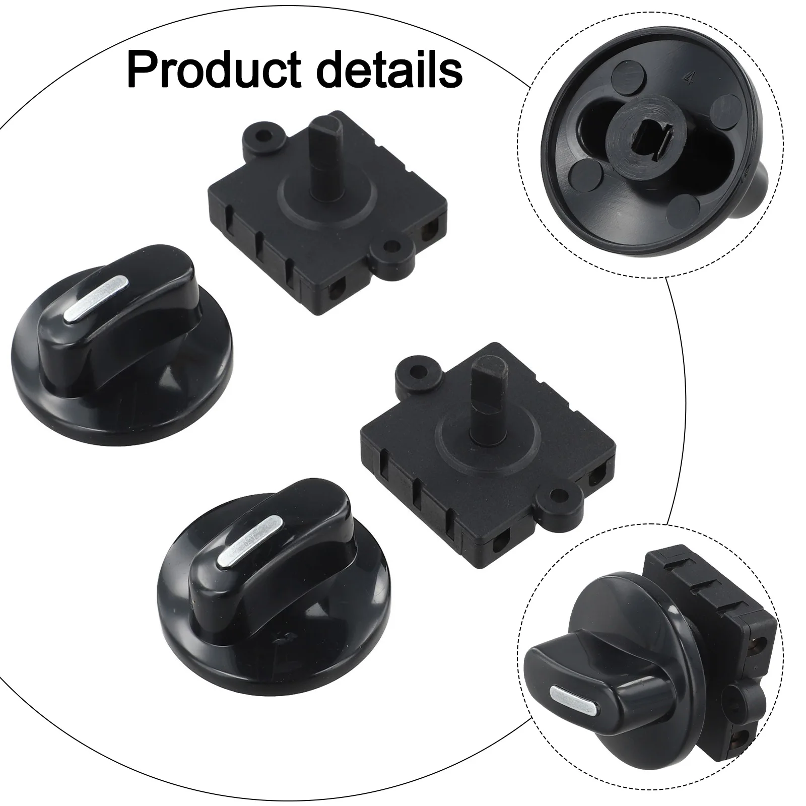 4 Position Rotary Switch with Knob Fan Control with 3 Settings for Electric Ovens and Range Hoods Rated 120V 250V