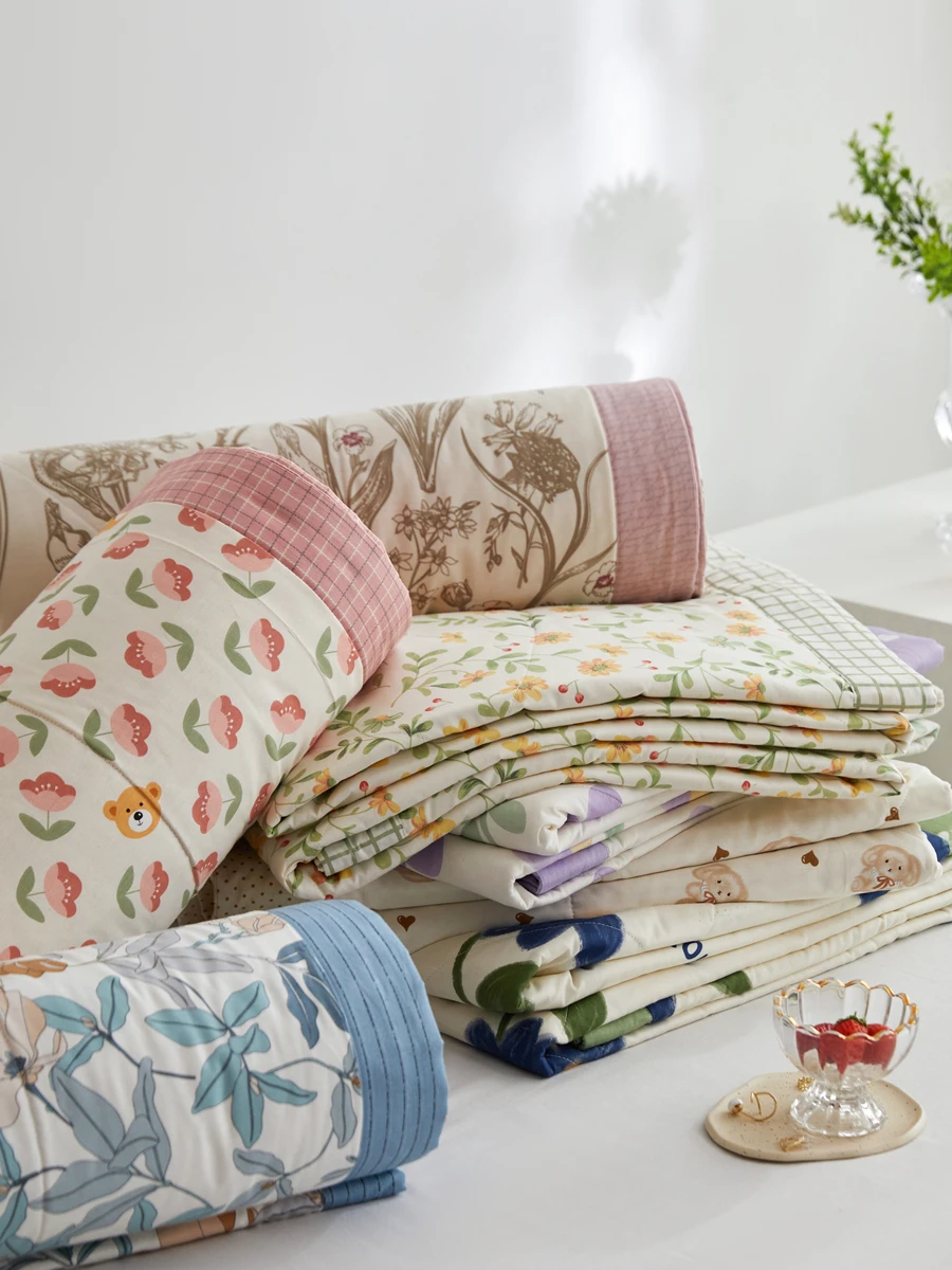 

Small fresh floral cotton summer cool quilt pure cotton air conditioner washed quilt thin quilt
