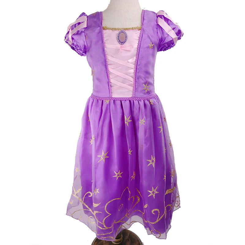 Crianças princesa manga curta vestir-se crianças rapunzel halloween cosplay vestidos meninas festa de natal presente de aniversário vestidos