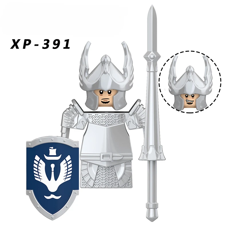 KT1051 Gondor Medieval Knight Building Blocks Figures Lancer Archer Soldier Minifigures With Helmet DIY Bricks Toys For Gift view 4