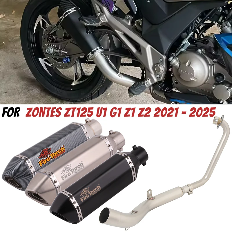 

Для Zontes ZT125 U1 G1 Z1 Z2 2021-2025 гоночная выхлопная система мотоцикла, модифицированная глушитель из углеродного волокна, труба Db Killer Link, 51 мм