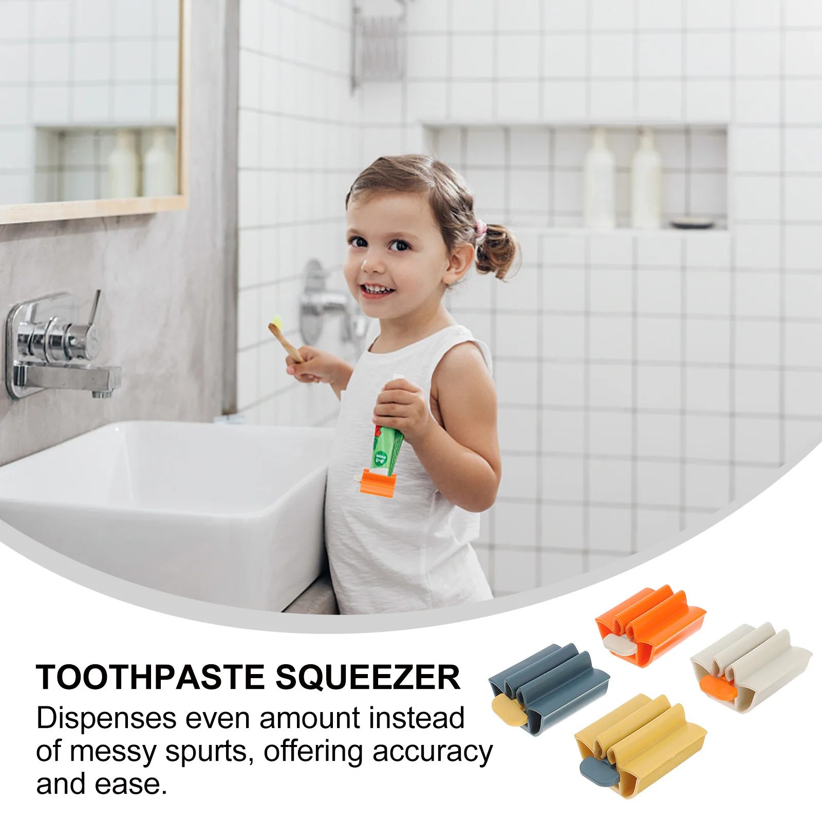 

4Pcs Toothpaste Dispenser Squeezer Compact Plastic Squeezing Gadget for Toothpaste Hand Cream Facial Large Design Extruder