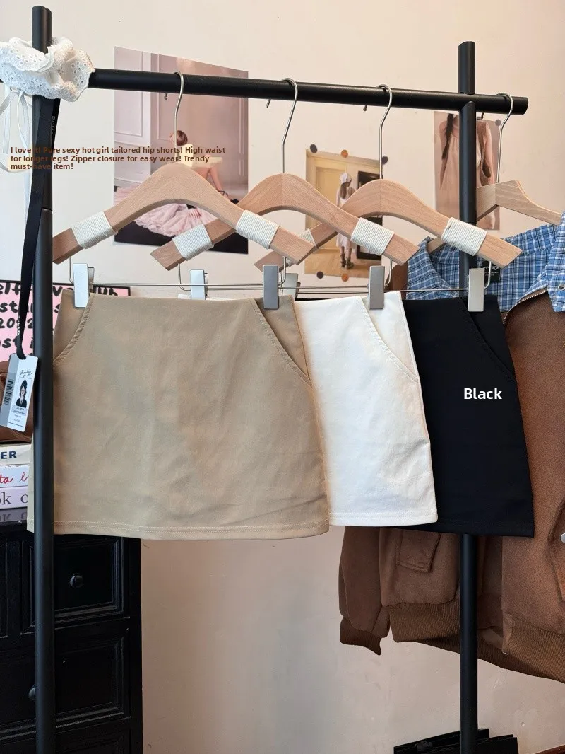 

Elegant Tailored Skirt High Waist Slimming A-Line for Women Summer Khaki Short Skirt Commute Casual Standard Fit