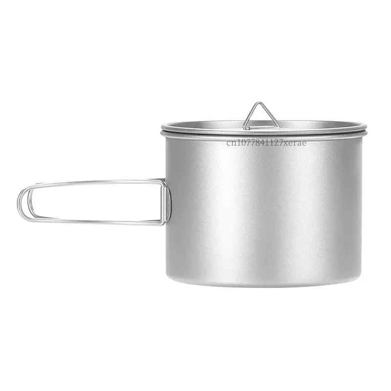 

900ml/1100ml Outdoor Pure Titanium Pot Camping Single Person Portable Instant Noodle Pot Picnic Travel Light Pot with Handle