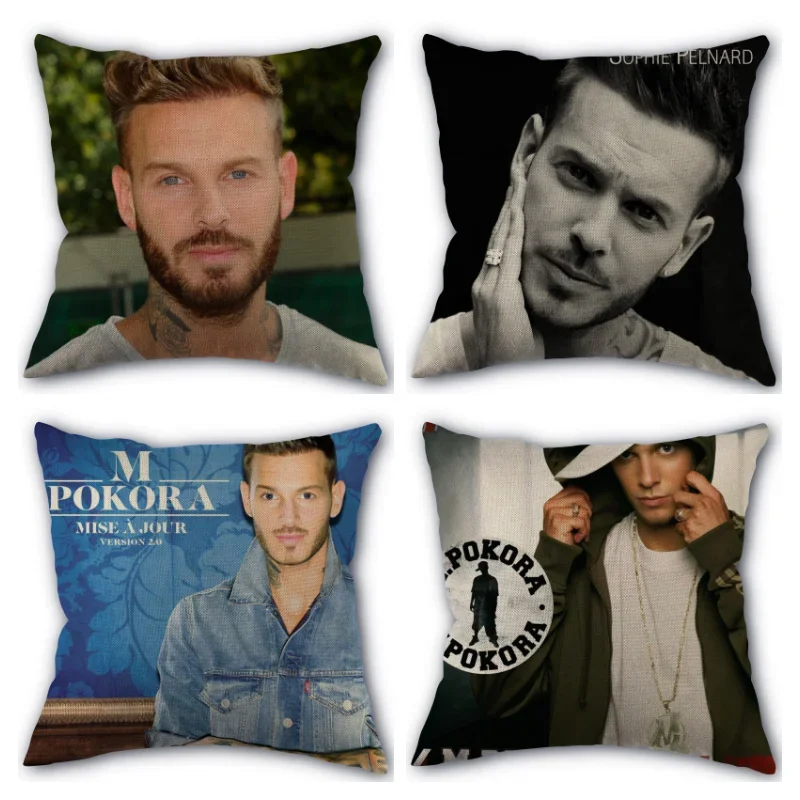 

Nice M Pokora Pillowcase Cotton Linen Fabric Square Zipper Pillowcase 45X45cm Wedding Decorative Pillow Cover 01-11