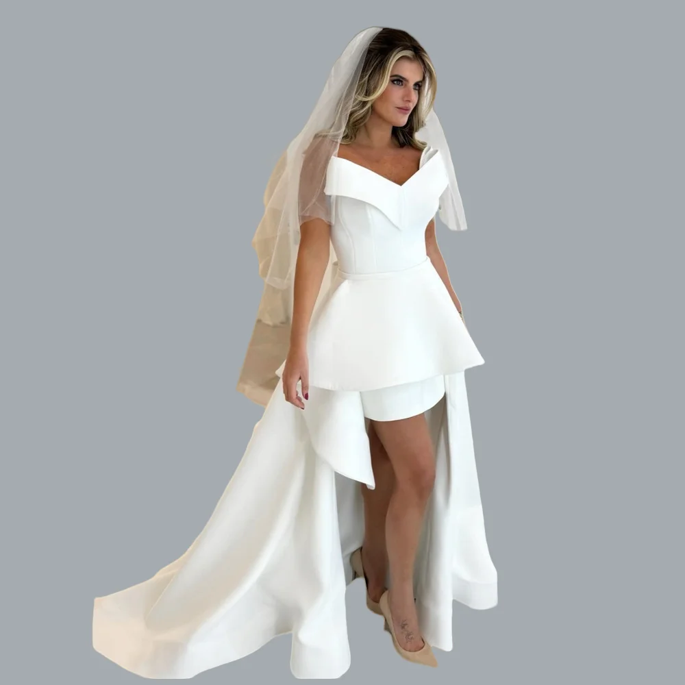 Vestido de noite baile dearin com decote em v a linha hi-lo comprimento saias tule sob medida vestidos de casamento vestido formal arábia saudita