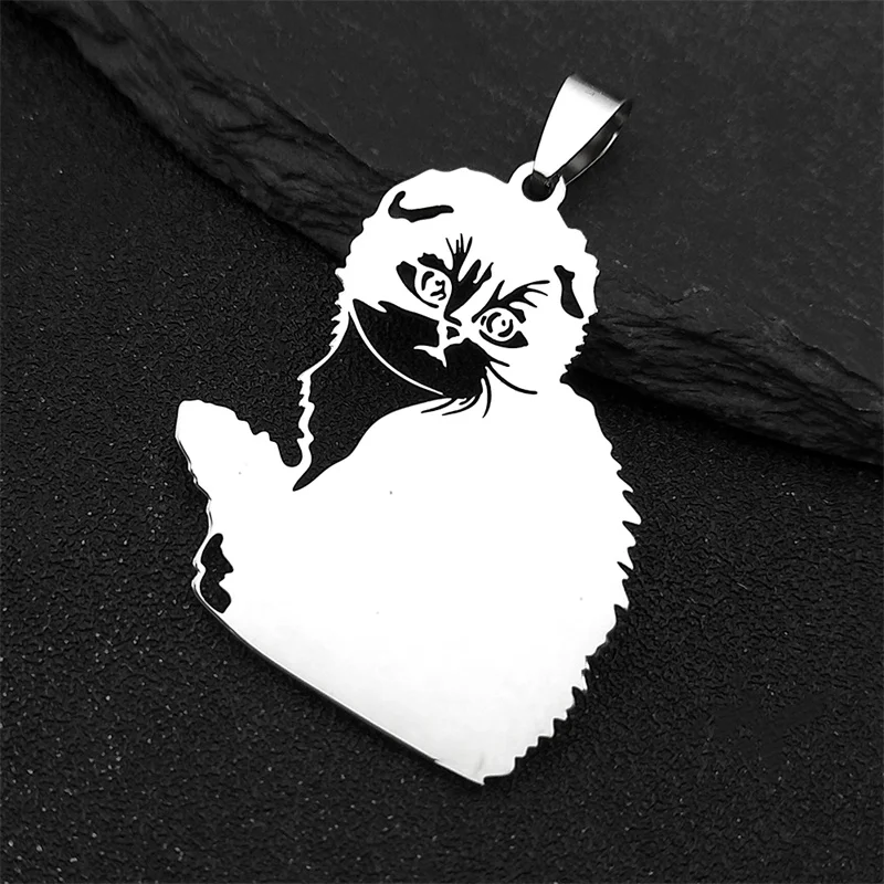 

3Pcs Cute Fashion Animal Cat Pendants For Women Men Hollow Stainless Steel Black Scottish Fold Pet Kitten Charms Jewelry Making