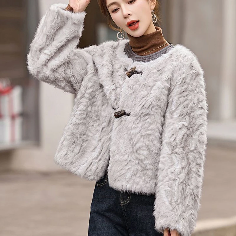 سترة نسائية كورية من فرو الخراف الصناعي لخريف وشتاء بأكمام طويلة معطف دافئ سميك أنيق غير رسمي ملابس خارجية للمكتب للركاب